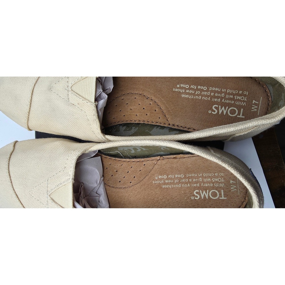 Toms Classic Alpargata Canvas Slip On Shoes Natural Beige Womens 7 - Picture 5 of 6